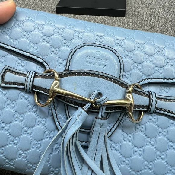 100% Authentic GUCCI Emily Blue Leather Shoulder Bag 570-101724 - Picture 4 of 14